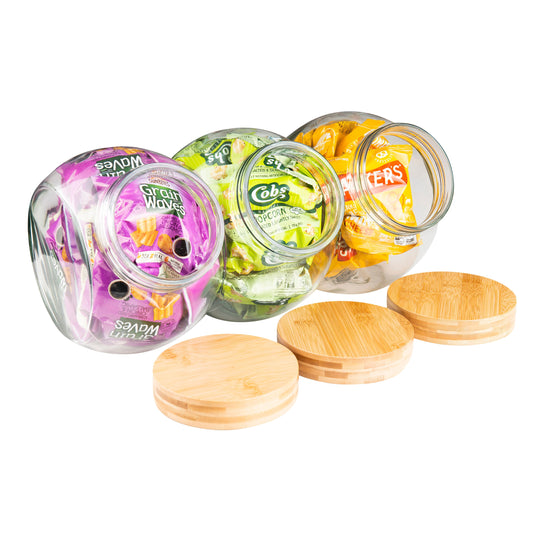 Glass Snack Jar with Bamboo Lid - 4L - Little Label Co The Home of Organisation For Kitchen, Bathroom, Laundry & More