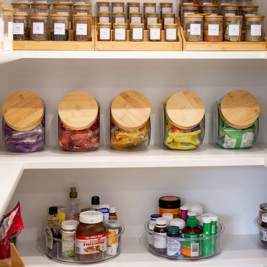 Clear Turntable Lazy Susan Tray with Dividers - Little Label Co The Home of Organisation For Kitchen, Bathroom, Laundry & More