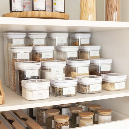 White Flip Canister Value Pack x 16 - Little Label Co The Home of Organisation For Kitchen, Bathroom, Laundry & More