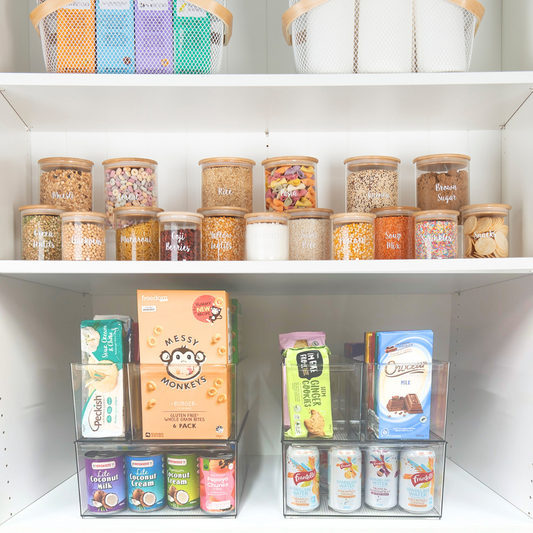 LONG Stackable Pantry Storage Container 6 Pack - Little Label Co The Home of Organisation For Kitchen, Bathroom, Laundry & More