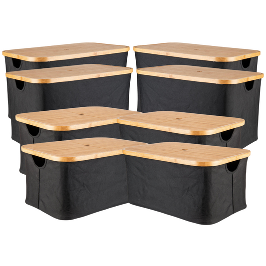 Black Fabric Bamboo Linen Storage Basket Set - 8 Pack - Little Label Co The Home of Organisation For Kitchen, Bathroom, Laundry & More