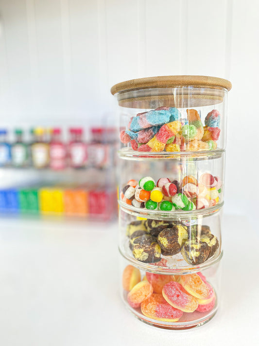 Round Stackable Bamboo Glass Jar Small Pack x 3 - Little Label Co The Home of Organisation For Kitchen, Bathroom, Laundry & More
