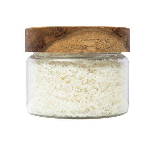 Acacia Wood Glass Jar 500ml - Little Label Co - - 30%, Acacia Storage Jars, Acacia Wood, Food Storage Containers, Glass Storage, Kitchen Organisation, Pantry Organisation