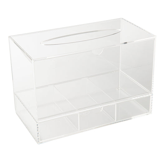 Acrylic Tissue Box Holder with Pull Out Storage - Little Label Co - Facial Tissue Holders - 40%, Accessories and Parts, Acrylic Storage, Bathroom Organisation, Bathroom Storage, Beauty Product Organisation, Bench-top Organisation, Catchoftheday, Home Organisation, warehouse