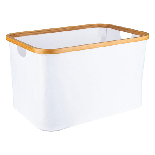 White Fabric Bamboo Linen Storage Basket - Large - Little Label Co - Laundry Baskets - 20%, Catchoftheday, warehouse