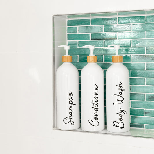 White Bathroom Pump Bottle - 1L