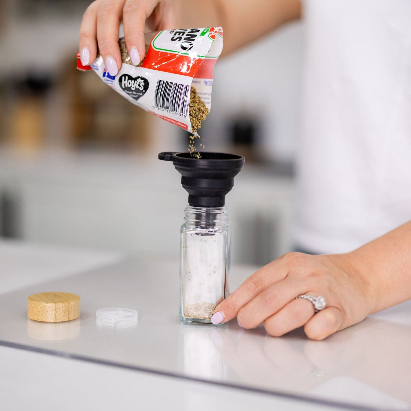 Bamboo Shaker Spice Jars - 125ml. Little Label Co Spice Storage in air tight screw top lid.