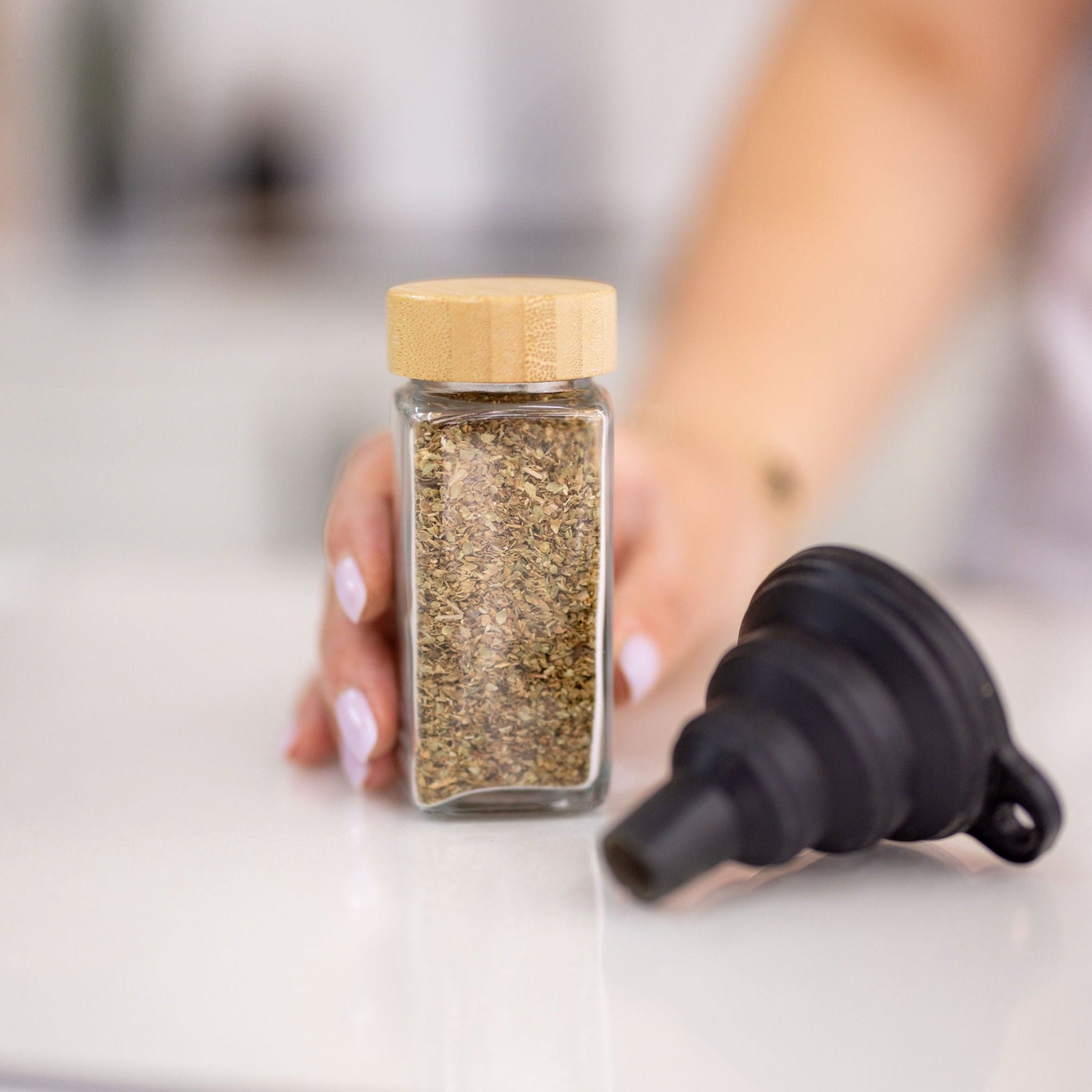 Bamboo Shaker Spice Jars - 125ml. Little Label Co Spice Storage in air tight screw top lid.