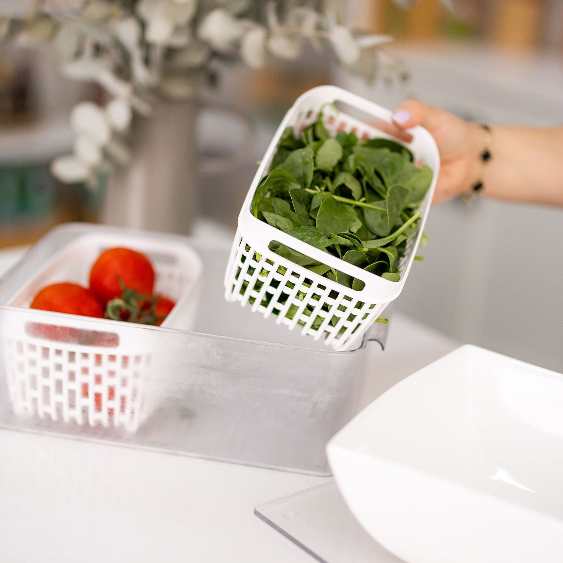 Fridge Storage Container with Basket (Double) - Little Label Co The Home of Organisation For Kitchen, Bathroom, Laundry & More