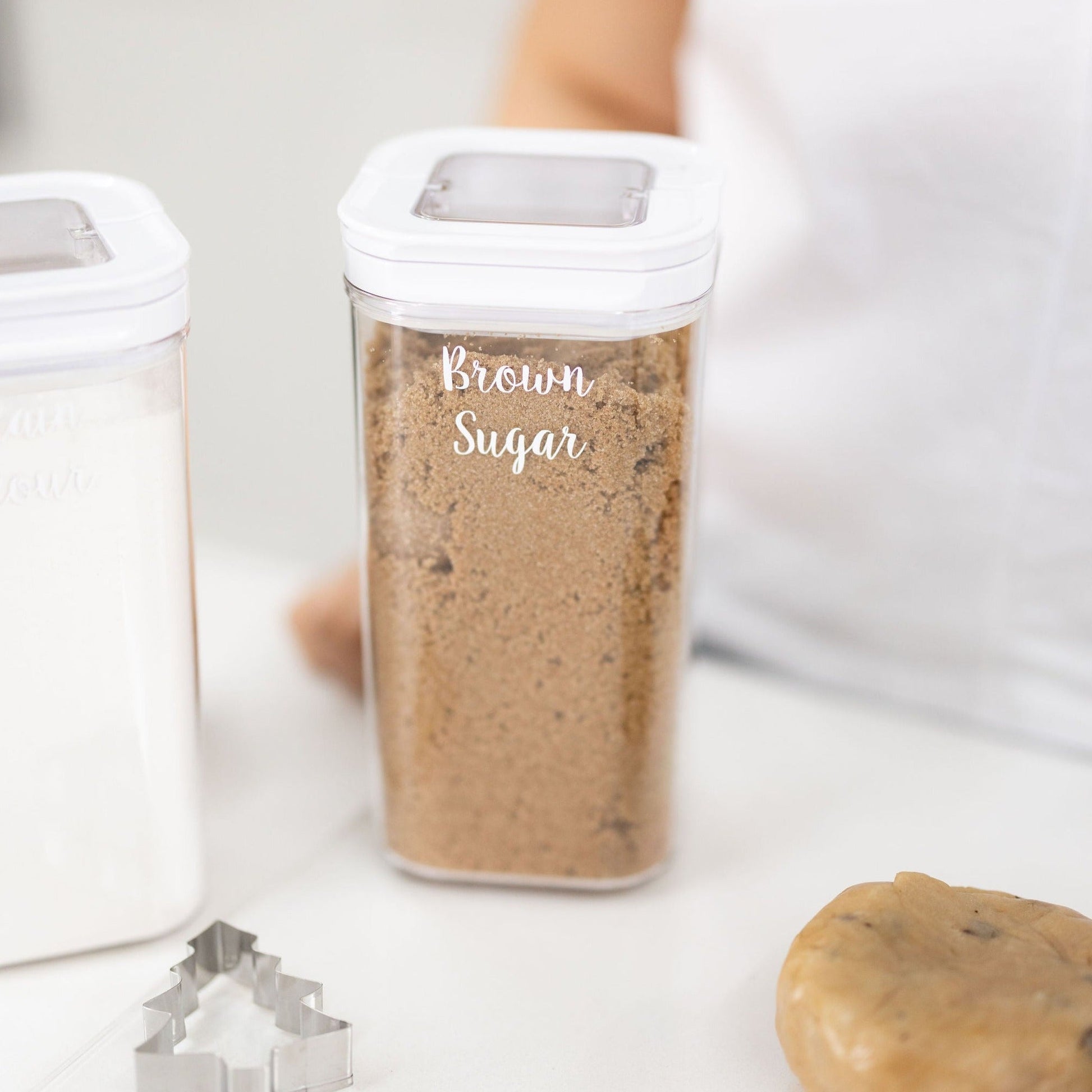 White Flip Canister - 1.7L - Little Label Co The Home of Organisation For Kitchen, Bathroom, Laundry & More