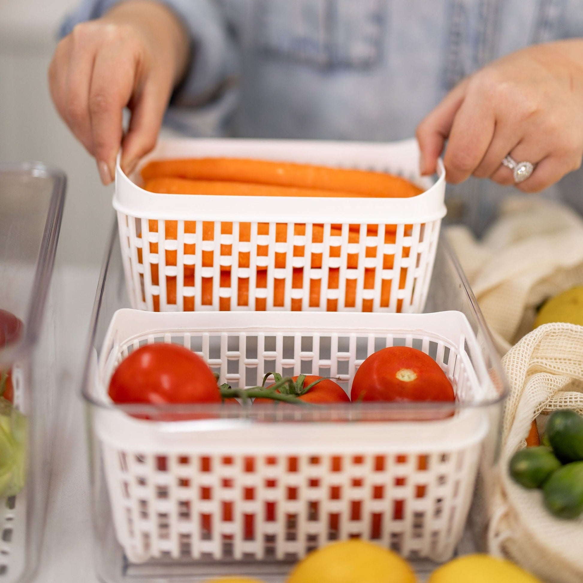Fridge Storage Container with Basket Pack - Little Label Co The Home of Organisation For Kitchen, Bathroom, Laundry & More