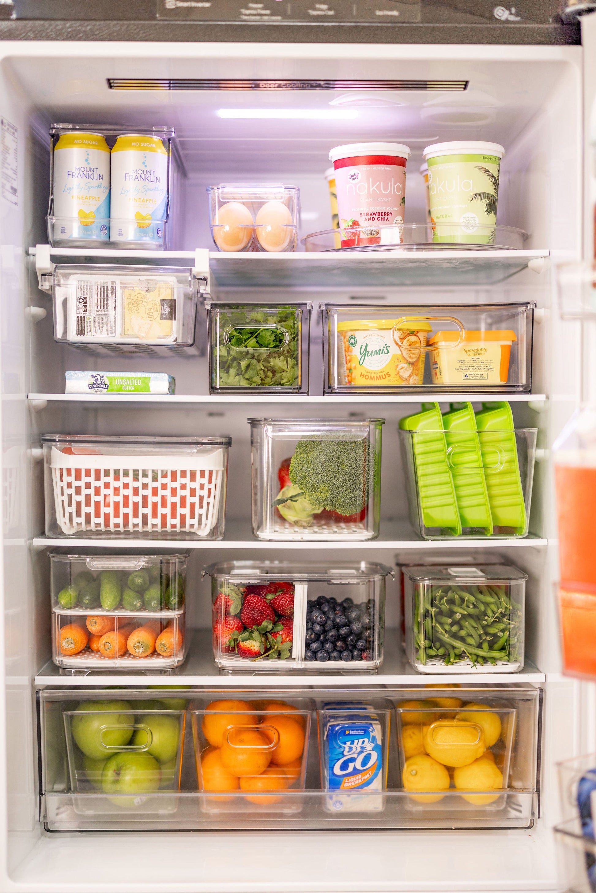 Fridge Storage Container with Basket (Double) - Little Label Co The Home of Organisation For Kitchen, Bathroom, Laundry & More