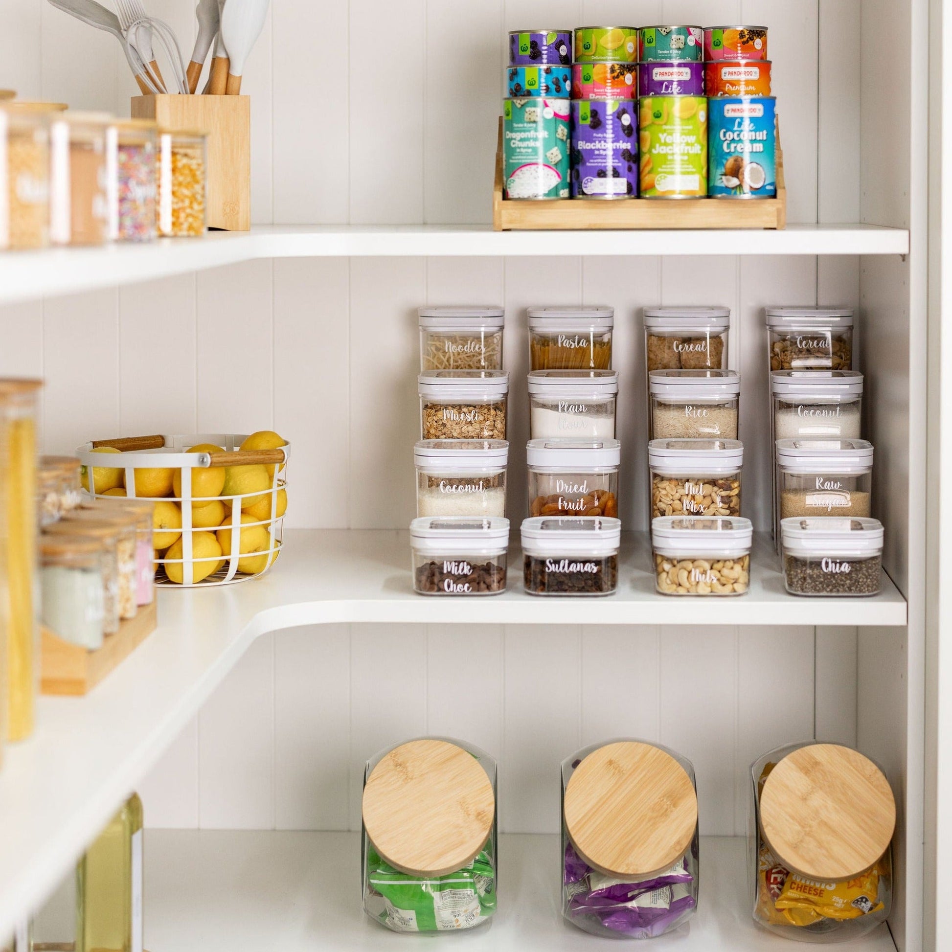 White Flip Canister - 450ml - Little Label Co The Home of Organisation For Kitchen, Bathroom, Laundry & More