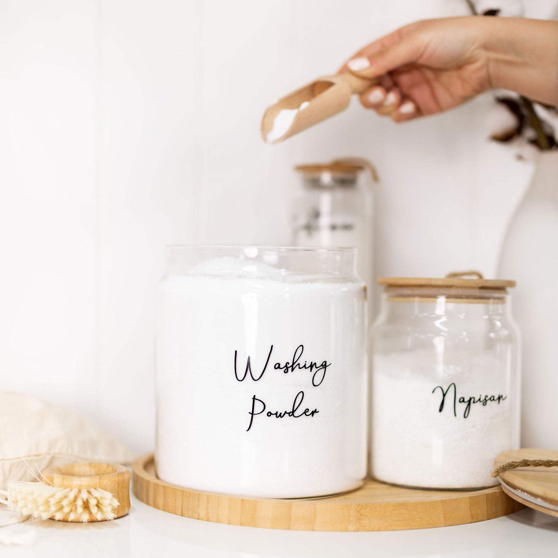 Glass Jar with Bamboo and Twine Lid - 4L - Little Label Co The Home of Organisation For Kitchen, Bathroom, Laundry & More