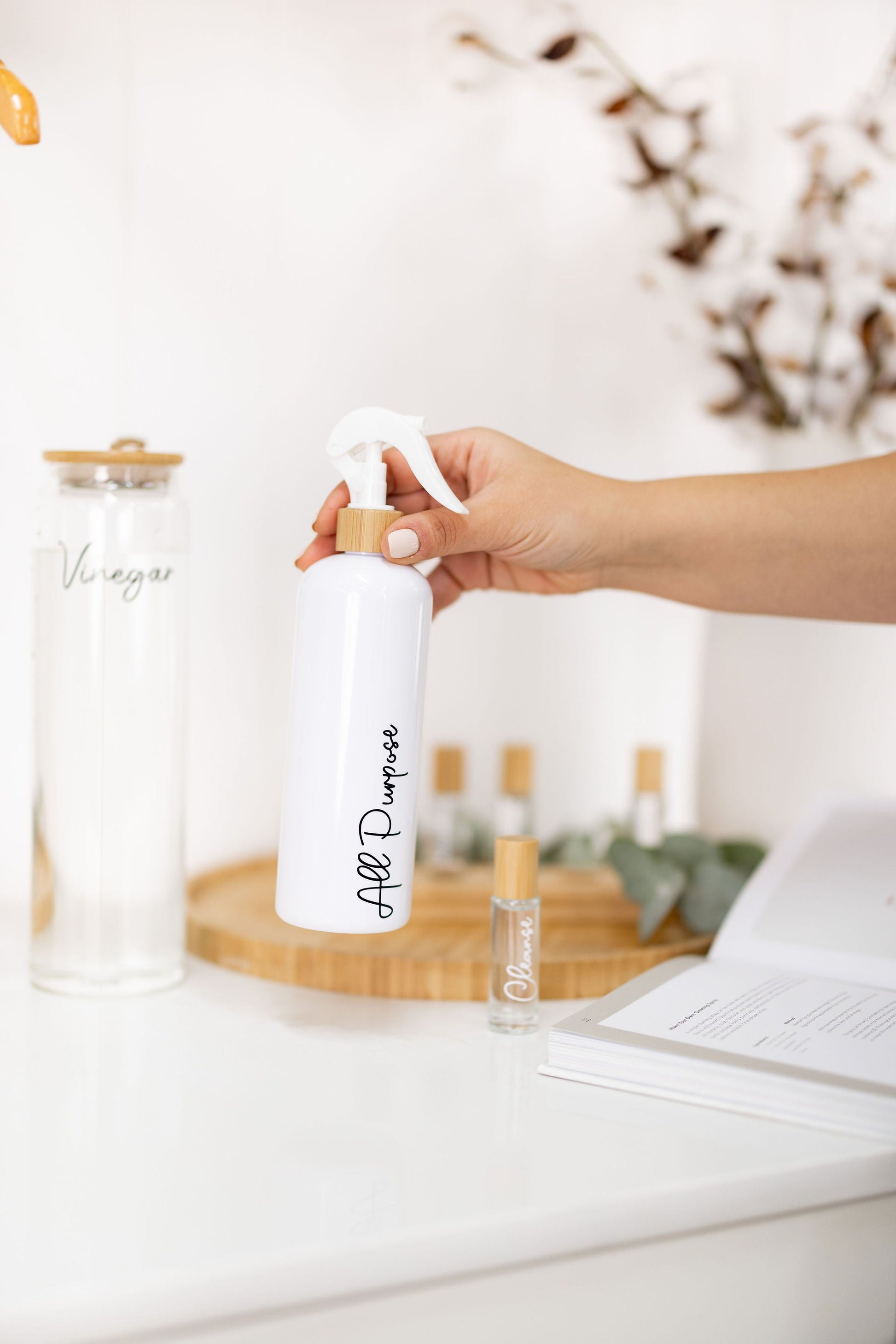 White Bottle with White Spray - 500ml - Little Label Co The Home of Organisation For Kitchen, Bathroom, Laundry & More