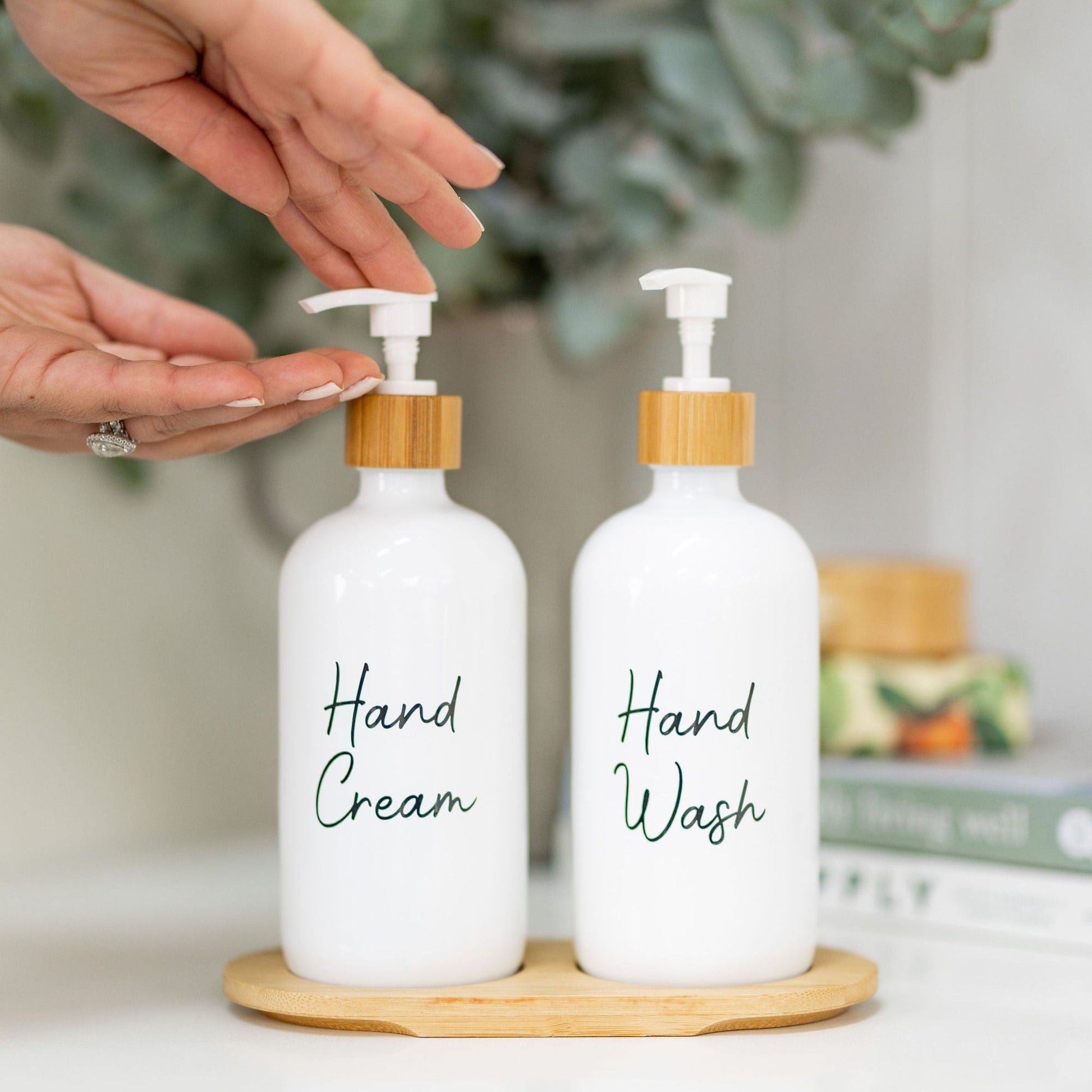 White Glass Pump Bottle - 500ml - Little Label Co The Home of Organisation For Kitchen, Bathroom, Laundry & More