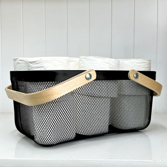 Black Mesh Large Handy Storage Basket - 4 Pack - Little Label Co The Home of Organisation For Kitchen, Bathroom, Laundry & More