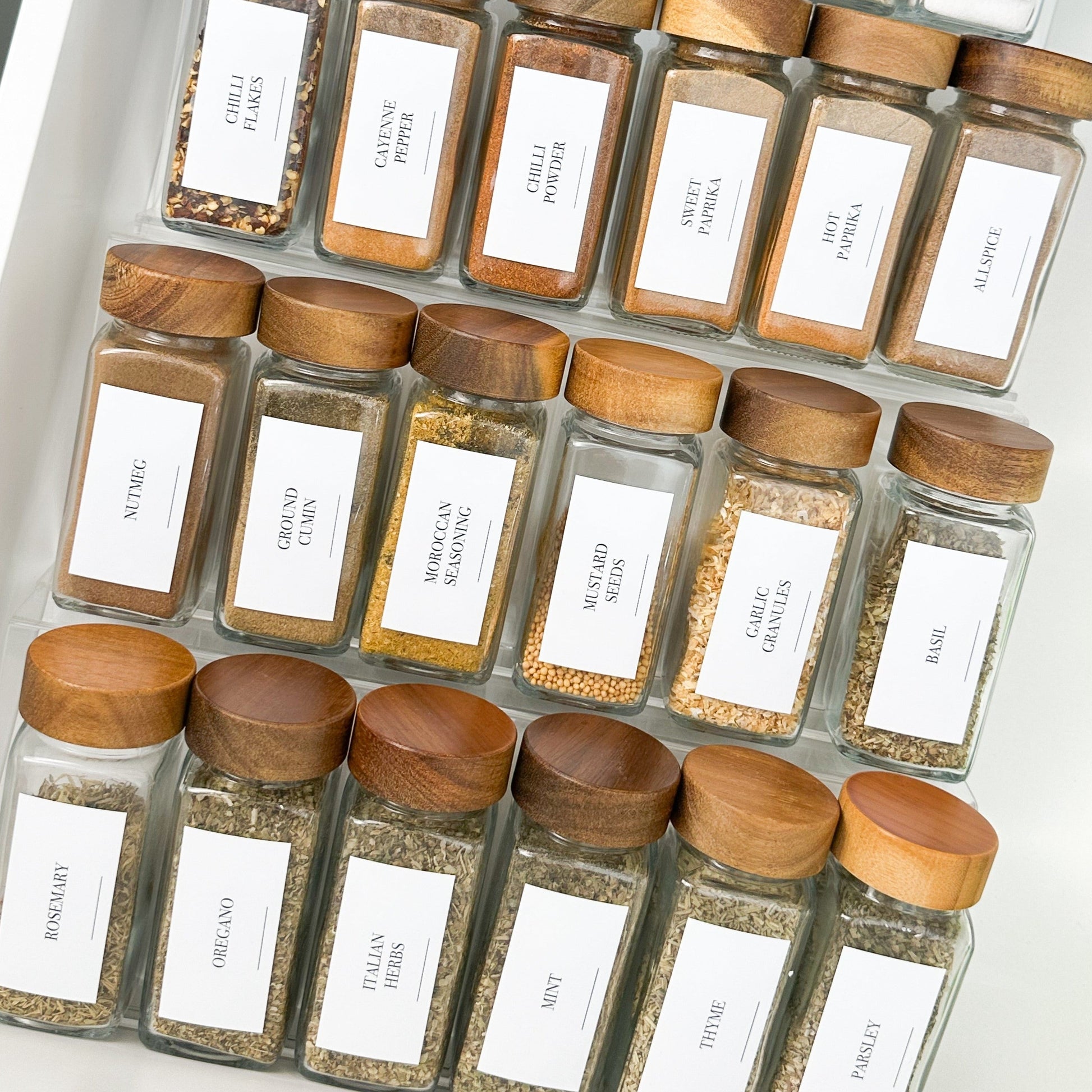 Rectangle Herb & Spice Stickers - 84 Label Pack - Little Label Co The Home of Organisation For Kitchen, Bathroom, Laundry & More