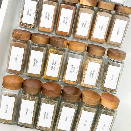 Rectangle Herb & Spice Stickers - 84 Label Pack - Little Label Co The Home of Organisation For Kitchen, Bathroom, Laundry & More