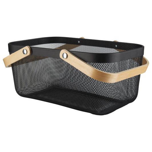 Dark Grey Linen Storage Basket and Black Mesh Handy Basket - 6 Set - Little Label Co The Home of Organisation For Kitchen, Bathroom, Laundry & More