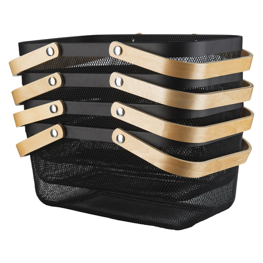 Black Mesh Large Handy Storage Basket - 4 Pack - Little Label Co The Home of Organisation For Kitchen, Bathroom, Laundry & More