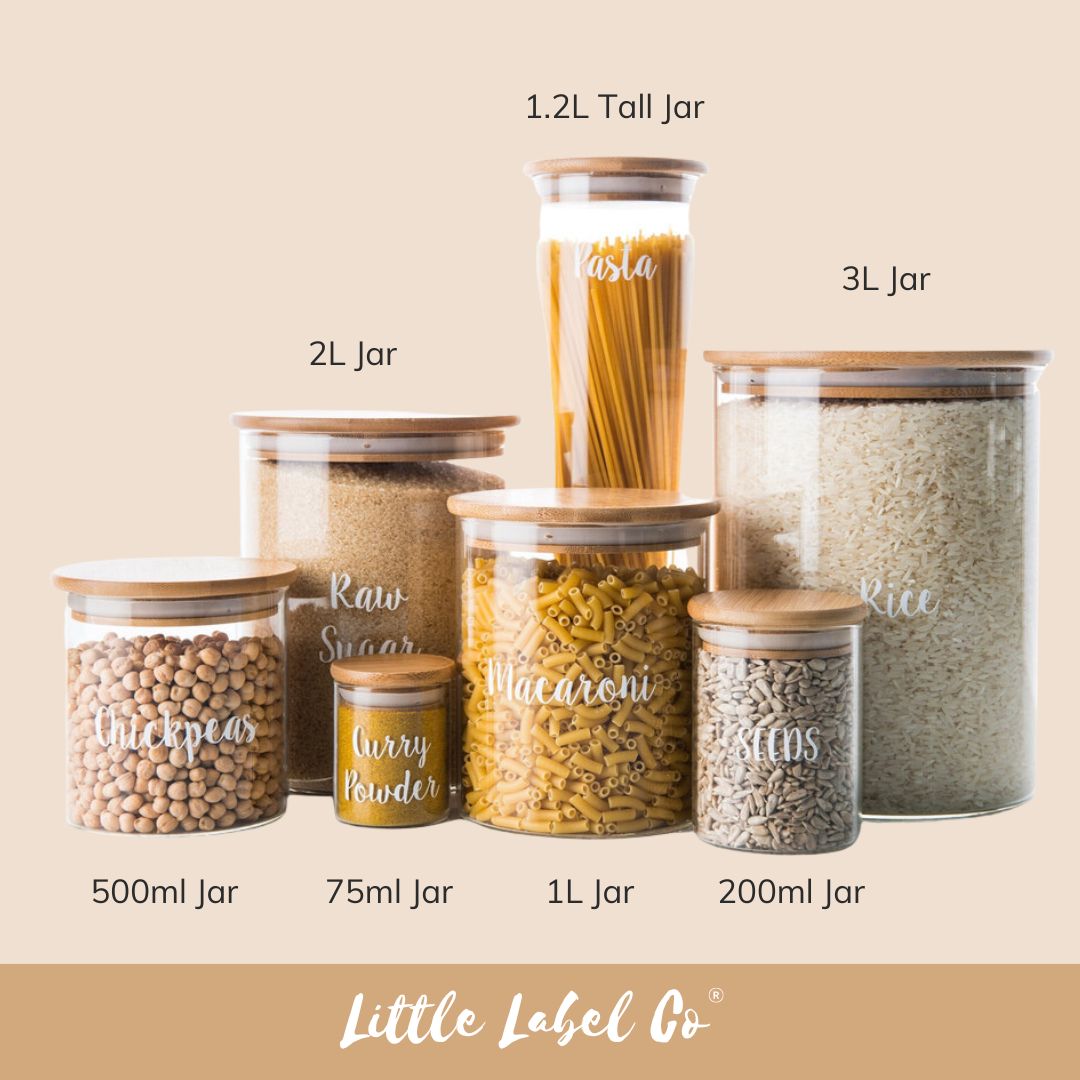 Pantry Container for food storage 1l glass jar with bamboo lid. home organisation pantry jar. Air Tight Pantry Storage Container for Pantry and Kitchen Organisation