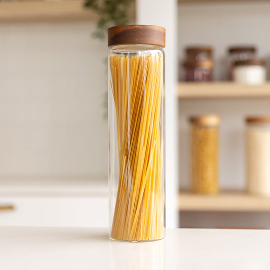 Acacia Wood Glass Pasta Jar - 1.2L