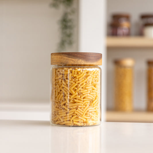 Acacia Wood Glass Jar - 1L