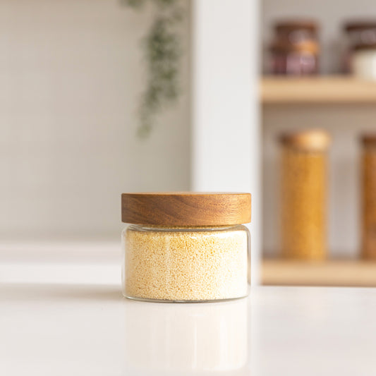 Acacia Wood Glass Jar - 500ml