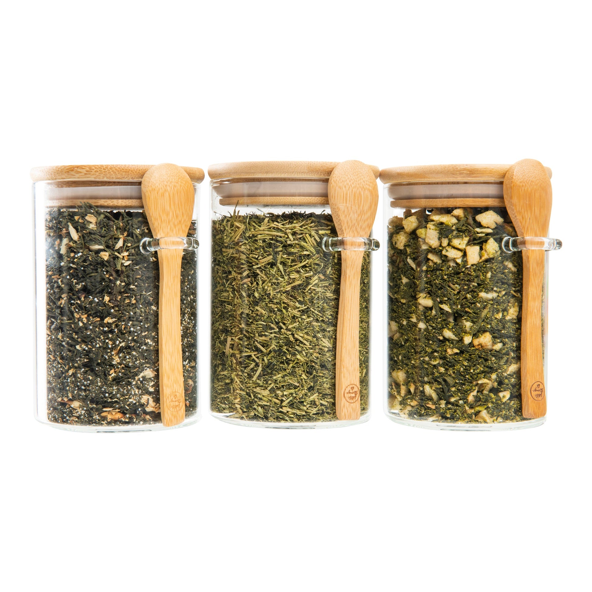 Bamboo Glass Jar with Spoon - 500ml - Little Label Co The Home of Organisation For Kitchen, Bathroom, Laundry & More