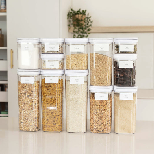 White Flip Canister Value Pack x 12 - Little Label Co The Home of Organisation For Kitchen, Bathroom, Laundry & More