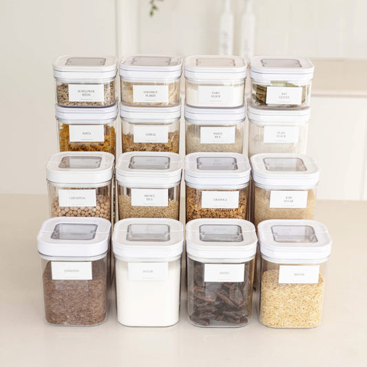 White Flip Canister Value Pack x 16 - Little Label Co The Home of Organisation For Kitchen, Bathroom, Laundry & More