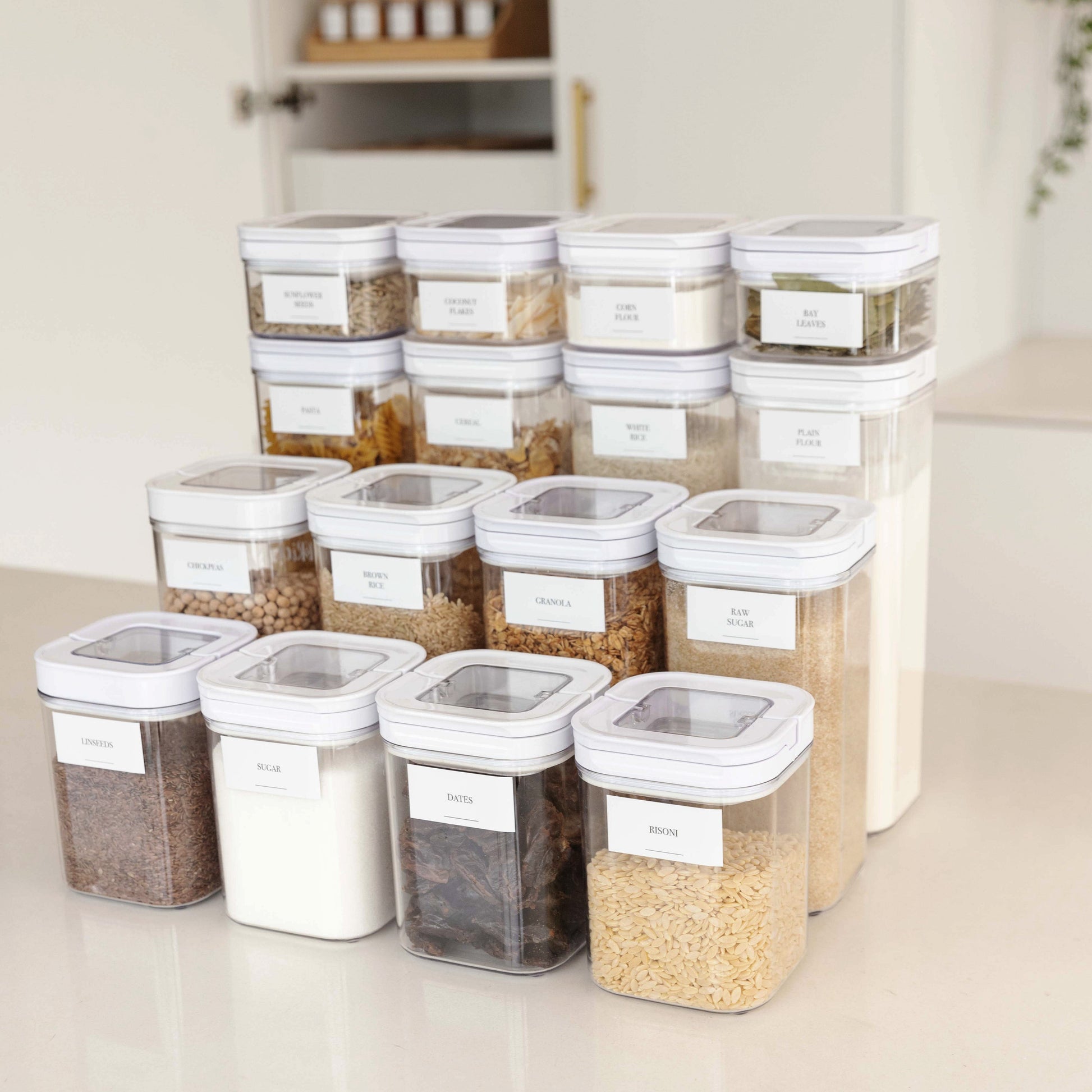 White Flip Canister Value Pack x 16 - Little Label Co The Home of Organisation For Kitchen, Bathroom, Laundry & More