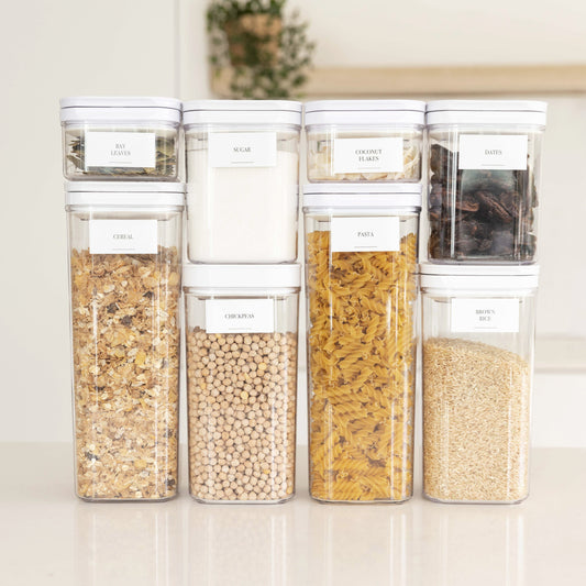 White Flip Canister Value Pack x 8 - Little Label Co The Home of Organisation For Kitchen, Bathroom, Laundry & More