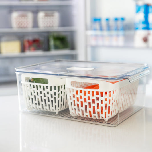 Fridge Storage Container with Basket (Double)