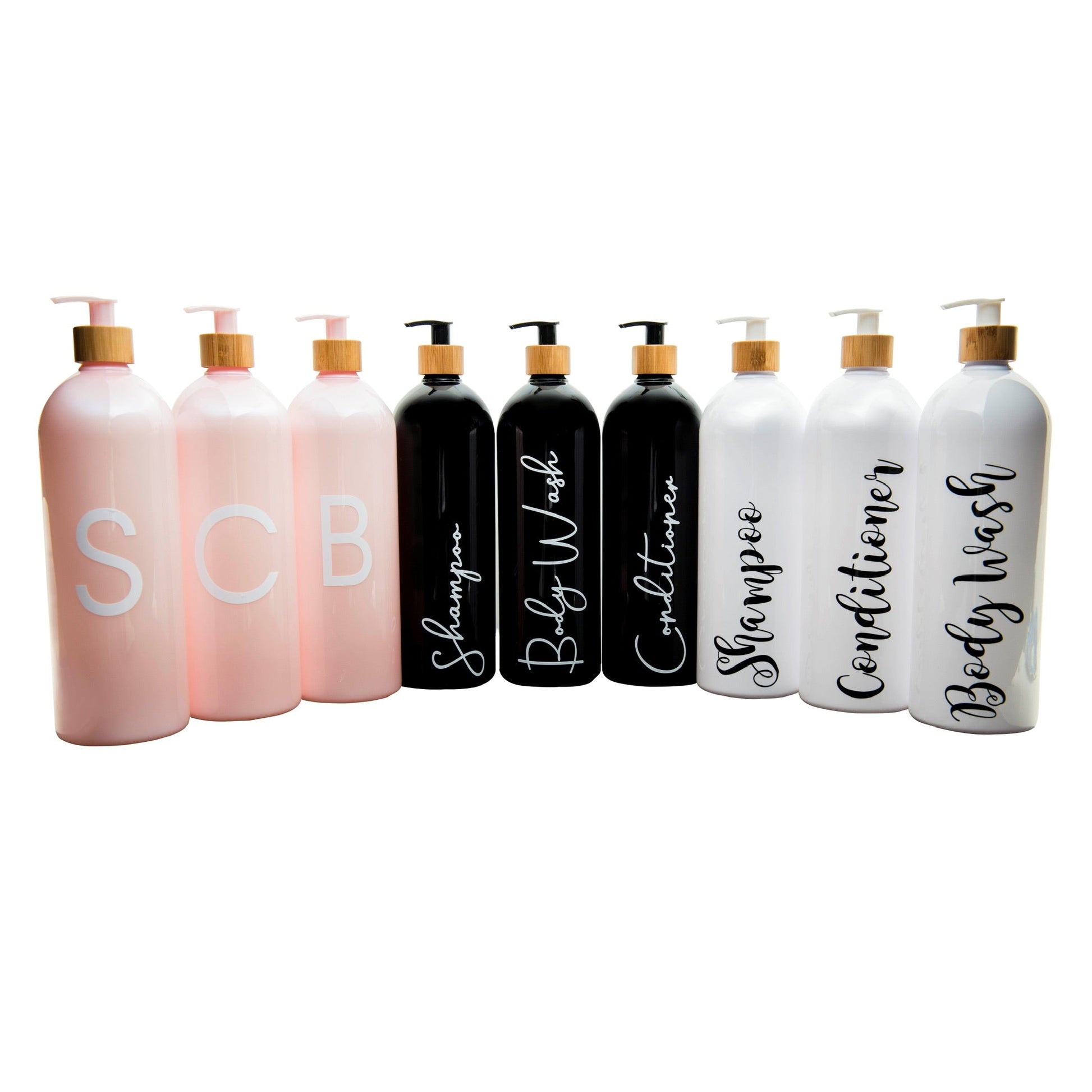 Black Bathroom Pump Bottle - 1L - Little Label Co The Home of Organisation For Kitchen, Bathroom, Laundry & More