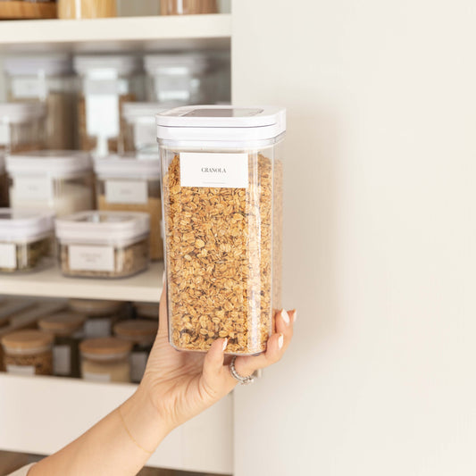 White Flip Canister - 1.7L - Little Label Co The Home of Organisation For Kitchen, Bathroom, Laundry & More
