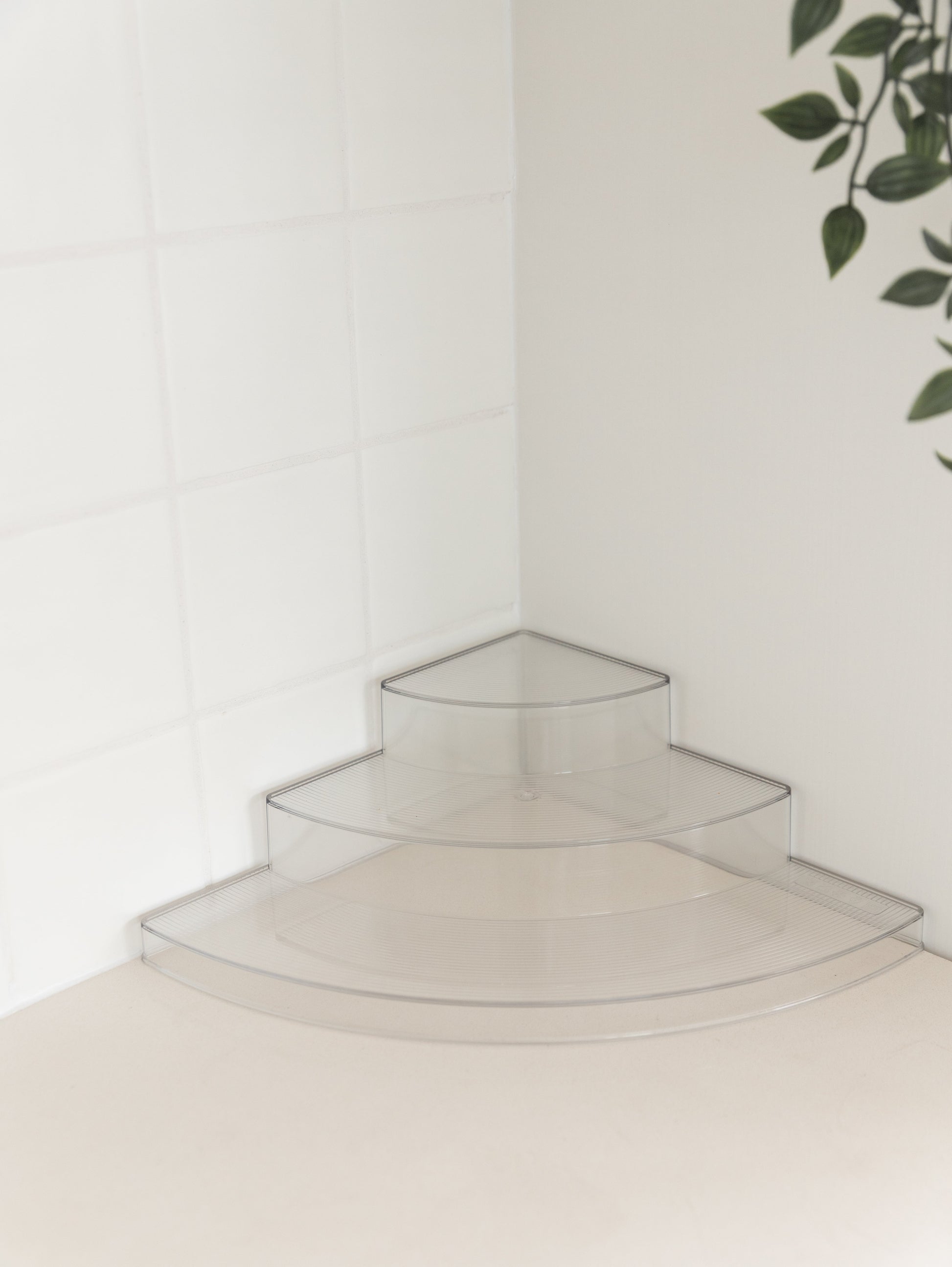 Clear 3-Tier Corner Shelf with 8x250ml Acacia Spice Jars - Little Label Co The Home of Organisation For Kitchen, Bathroom, Laundry & More