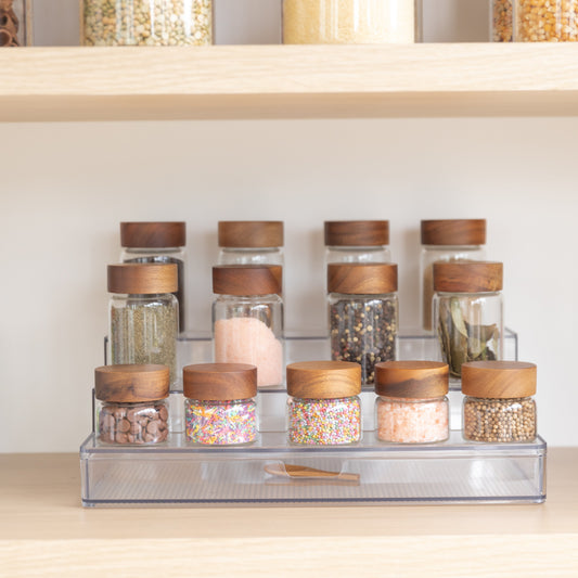 Clear Herb & Spice Shelf With Drawer - Little Label Co The Home of Organisation For Kitchen, Bathroom, Laundry & More