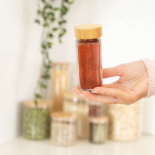 Bamboo Shaker Spice Jars - 125ml - Little Label Co The Home of Organisation For Kitchen, Bathroom, Laundry & More