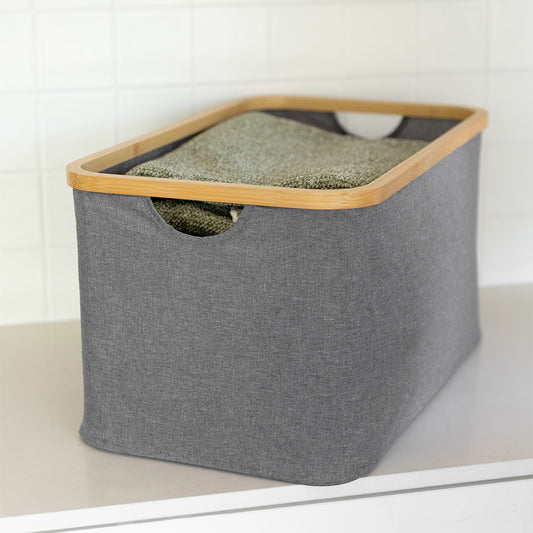Dark Grey Linen Basket - Large