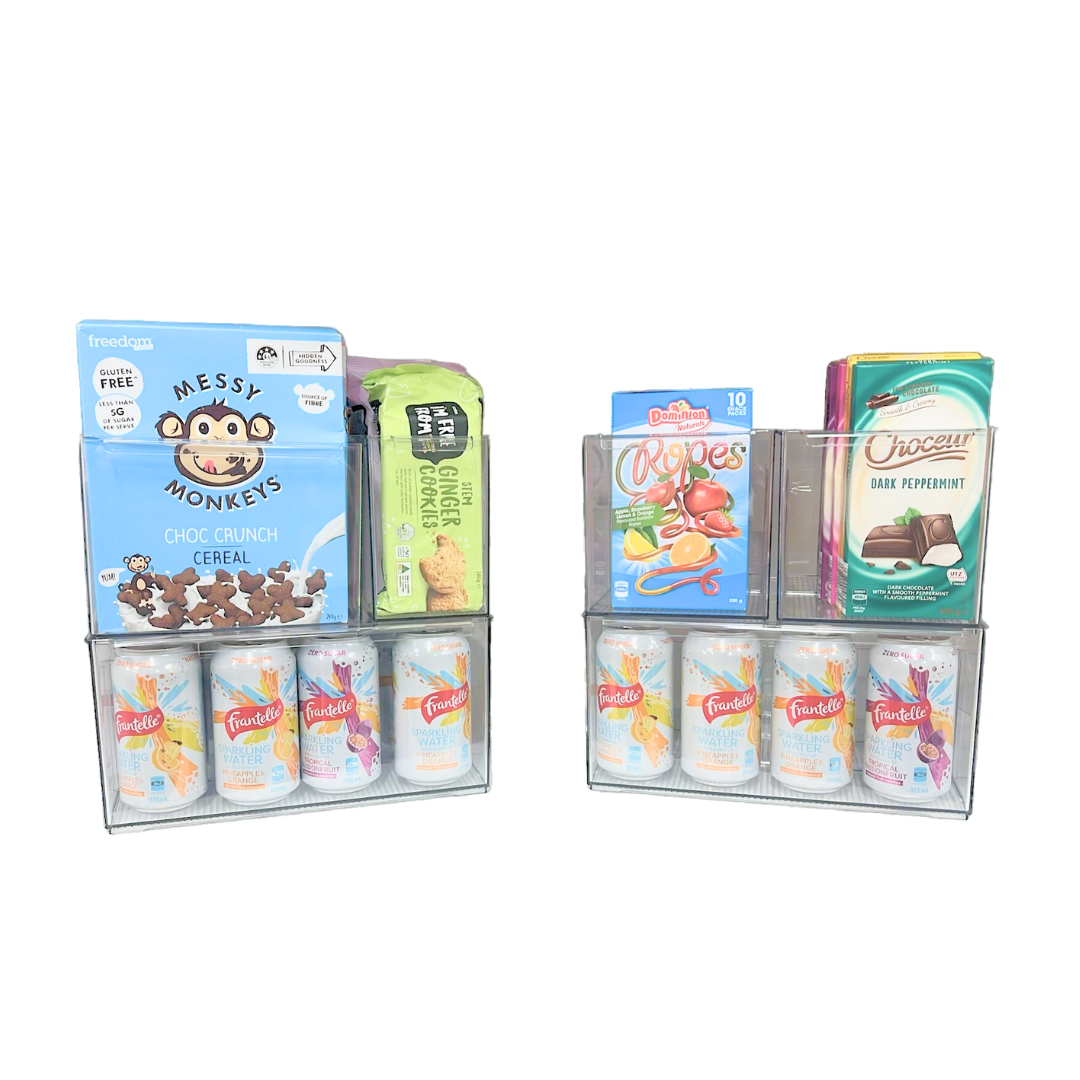 SHORT Stackable Pantry Storage Container 6 Pack - Little Label Co The Home of Organisation For Kitchen, Bathroom, Laundry & More