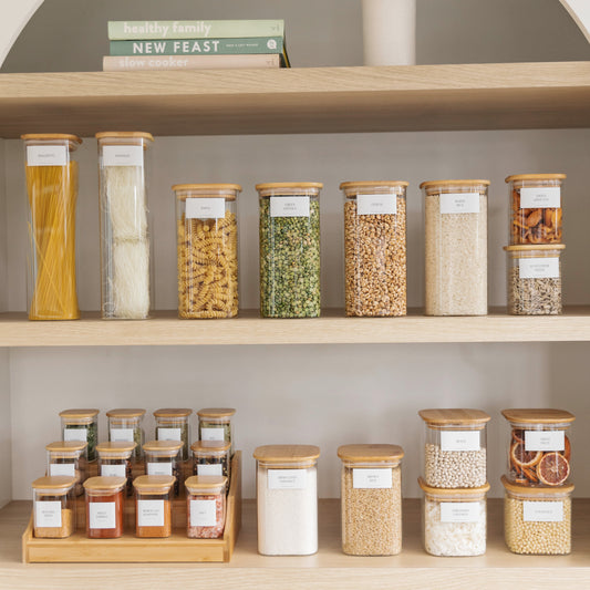 Square Bamboo Glass Deluxe Pantry Pack