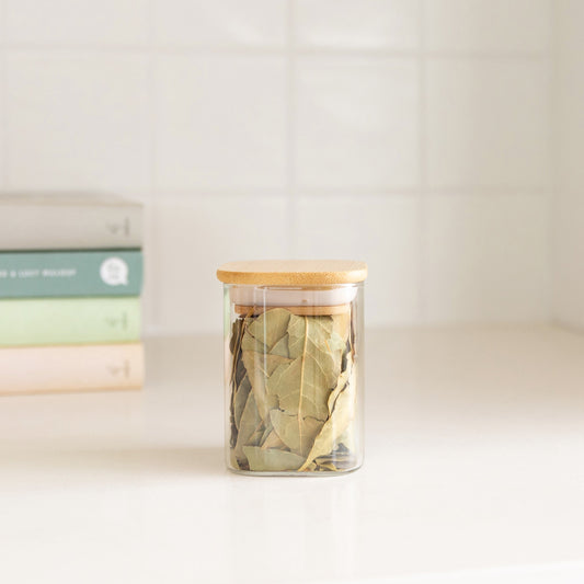Bamboo Glass Herb & Spice Jars Square - 200ml
