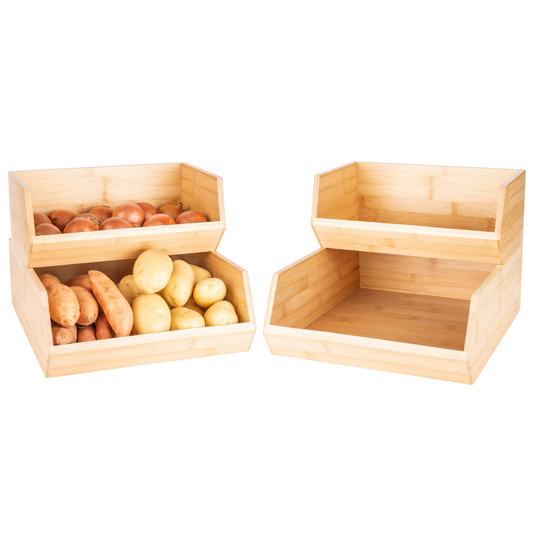Stackable Bamboo Organiser Pantry Pack - Little Label Co The Home of Organisation For Kitchen, Bathroom, Laundry & More
