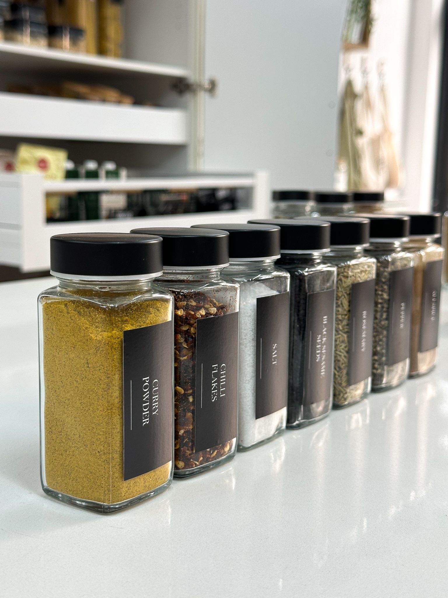 Black Shaker Spice Jars - 125ml - Little Label Co The Home of Organisation For Kitchen, Bathroom, Laundry & More