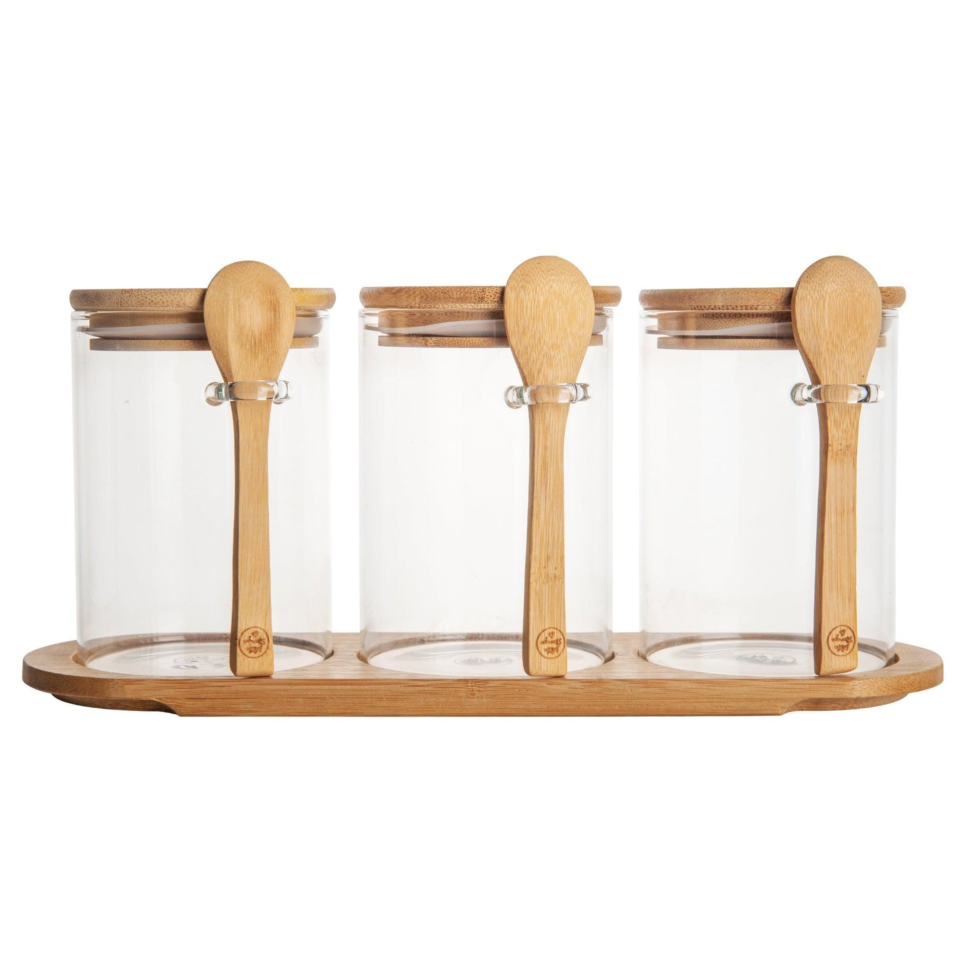 Bamboo Glass Trio Set Round 500ml - Little Label Co - Food Storage Containers - 20%, Catchoftheday