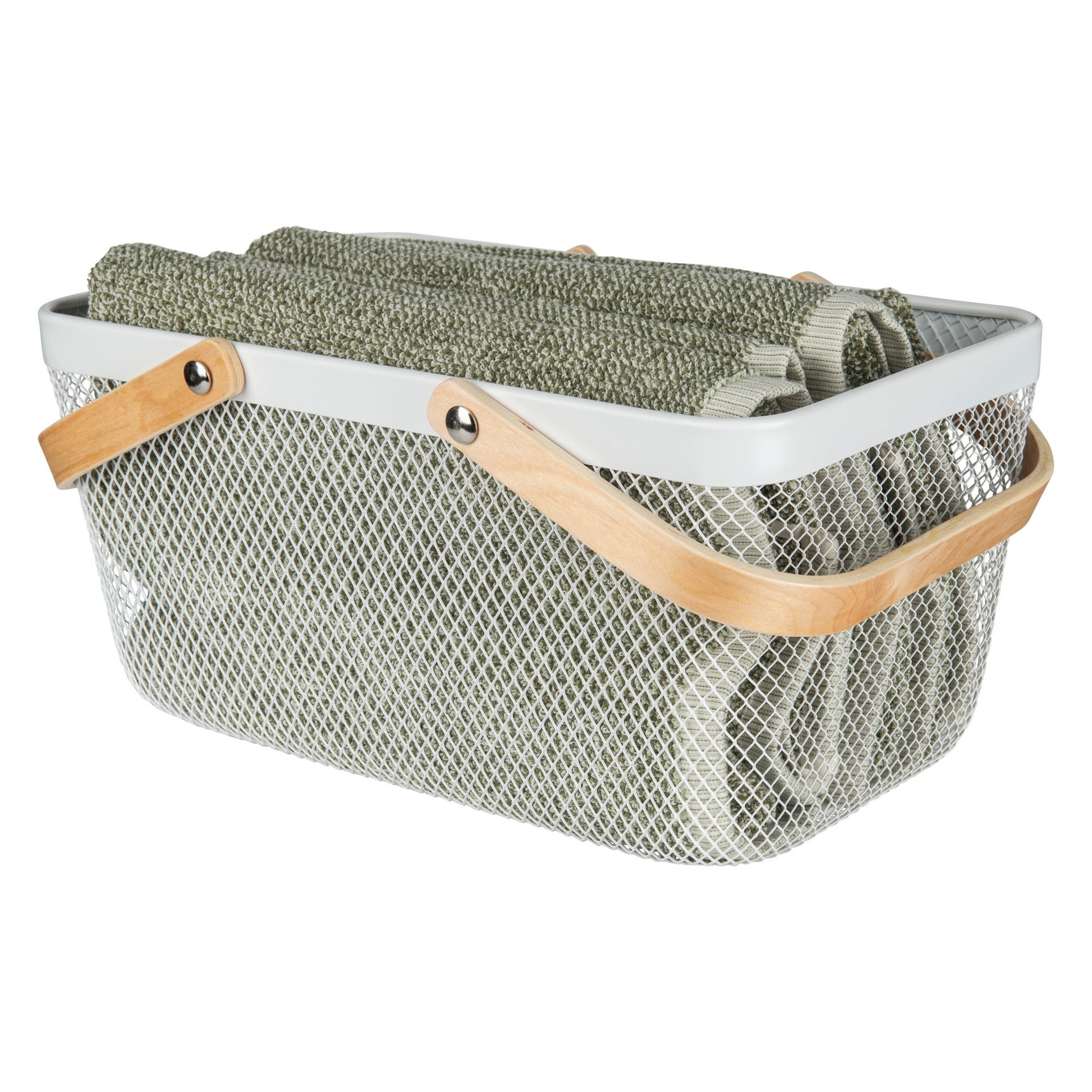 Dark Grey Linen Storage Basket and White Mesh Handy Basket - 6 Set - Little Label Co The Home of Organisation For Kitchen, Bathroom, Laundry & More