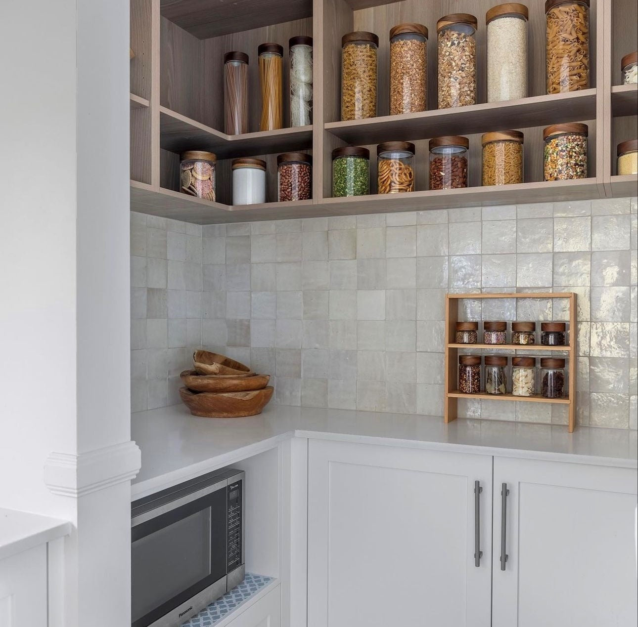 Acacia Glass Jar Deluxe Pantry Organisation Pack - Little Label Co The Home of Organisation For Kitchen, Bathroom, Laundry & More