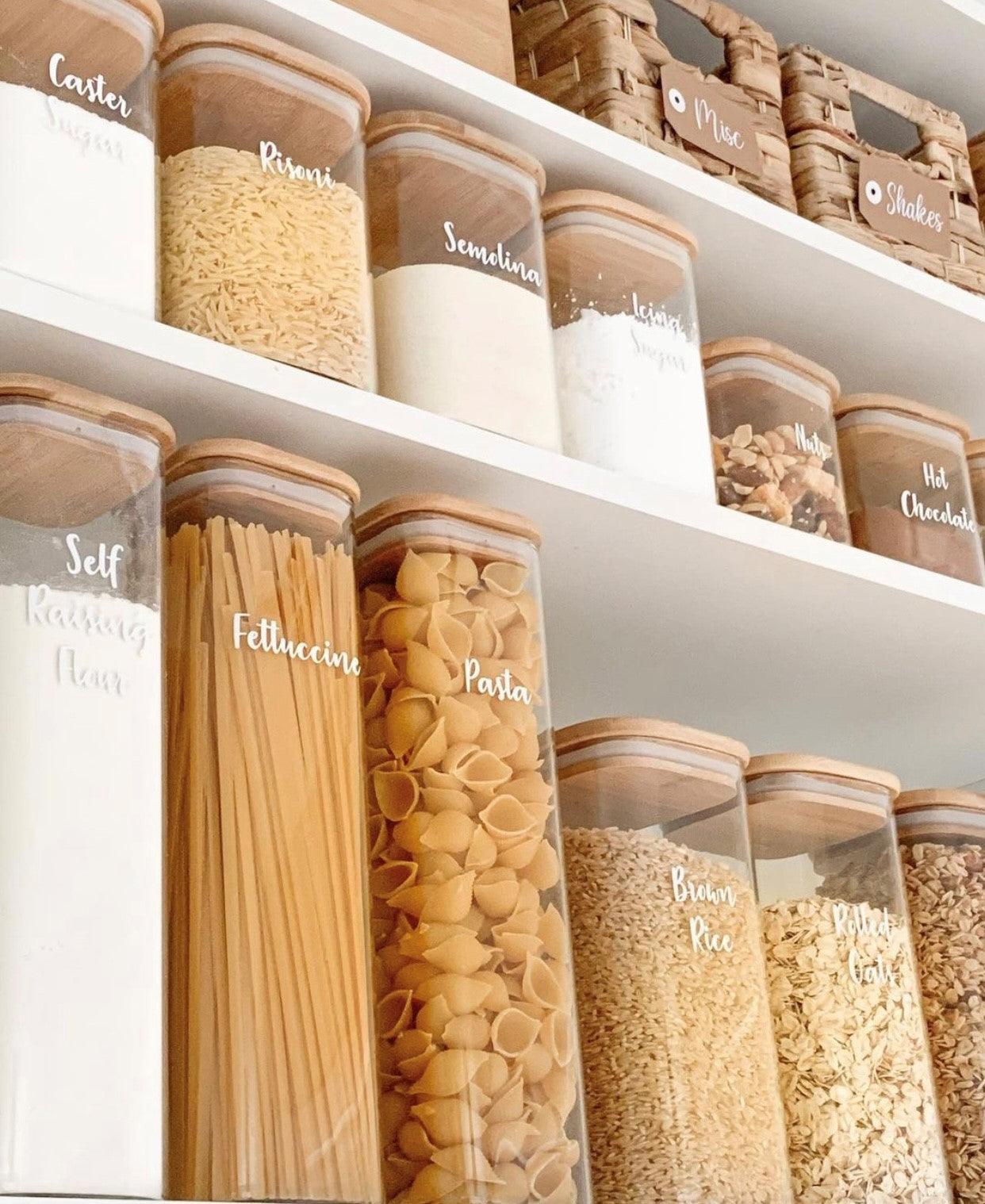 Square Glass and Bamboo Tall Jar - Little Label Co - Food Storage Containers - 20%, Food Storage Containers